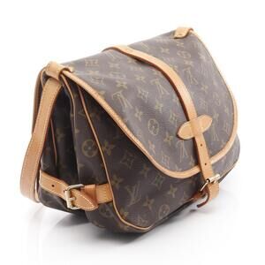 Louis Vuitton Leather Shoulder Bag Saumur Canvas Brown Monogram